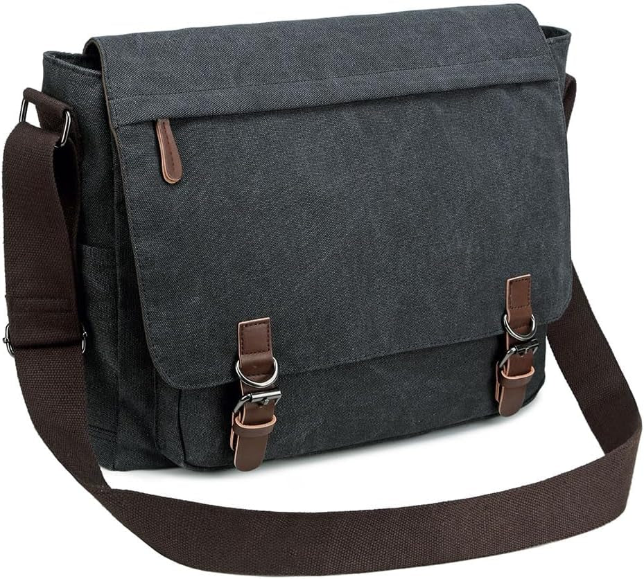 Messenger Bag for Men Retro, Canvas Satchel Casual Briefcases Laptop Bag Fit 13.3 15.6 Inch