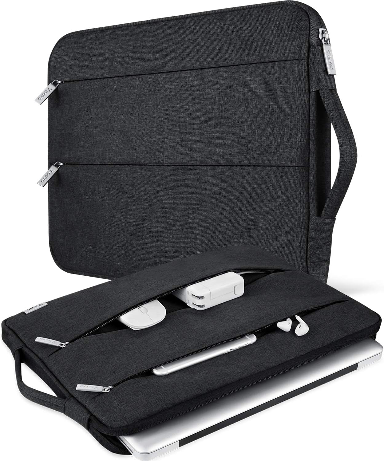 Laptop Sleeve Carrying Case 13 13.6 Inch for Macbook Air 13 M3/M2/M1 2020-2024, Macbook Pro 13 2016-2024, Ipad Pro 12.9, Waterproof Slim Computer Cover Bag with Handle, Black