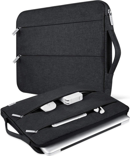 Laptop Sleeve Carrying Case 13 13.6 Inch for Macbook Air 13 M3/M2/M1 2020-2024, Macbook Pro 13 2016-2024, Ipad Pro 12.9, Waterproof Slim Computer Cover Bag with Handle, Black