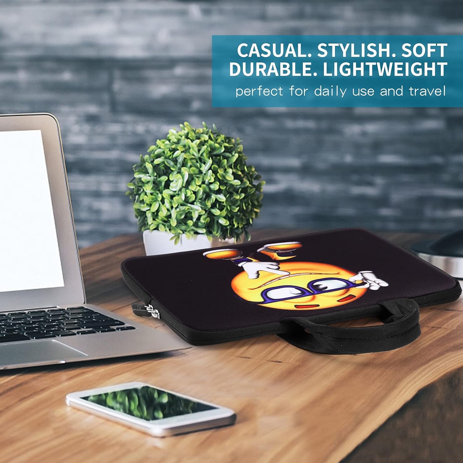 14 15 15.4 15.6 Inch Laptop Handle Bag Case Pouch Holder Notebook Sleeve Neoprene Cover Soft Carring Travel Case for Chromebook 14 15 Macbook Cute Boy ICB-06
