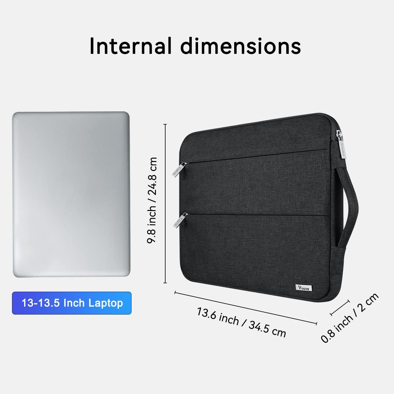 Laptop Sleeve Carrying Case 13 13.6 Inch for Macbook Air 13 M3/M2/M1 2020-2024, Macbook Pro 13 2016-2024, Ipad Pro 12.9, Waterproof Slim Computer Cover Bag with Handle, Black