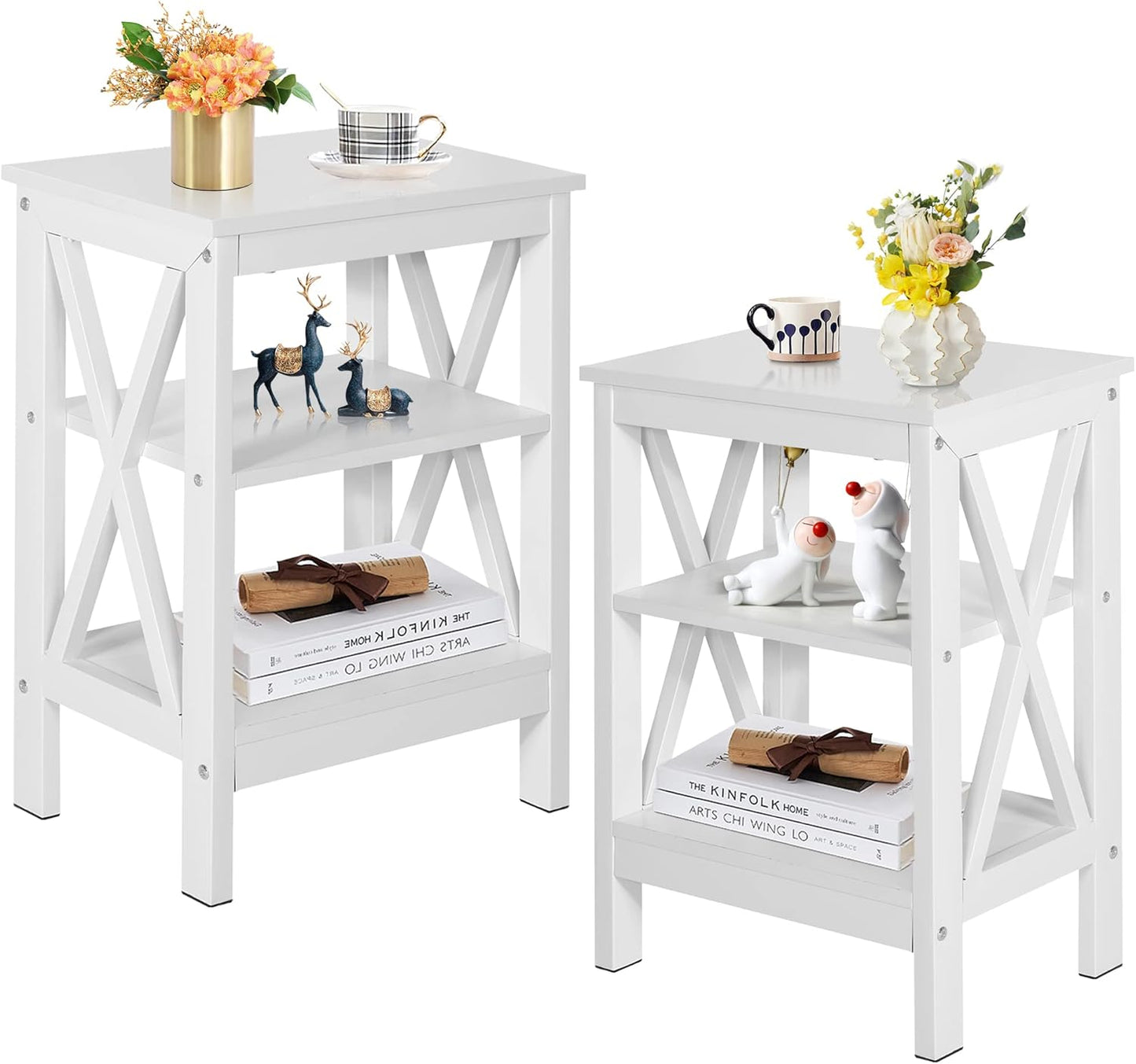 Modern Nightstands X-Design Side End Table Night Stand with Storage Shelf for Bedroom,Living Room,