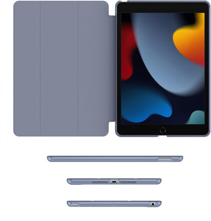 Case for Ipad 9Th Generation 2021/ Ipad 8Th Generation 2020/ Ipad 7Th Gen 2019, [Slim Trifold Stand + Auto Wake/Sleep], Premium Protective Hard PC Back Cover for Ipad 10.2 Inch (Lavender)