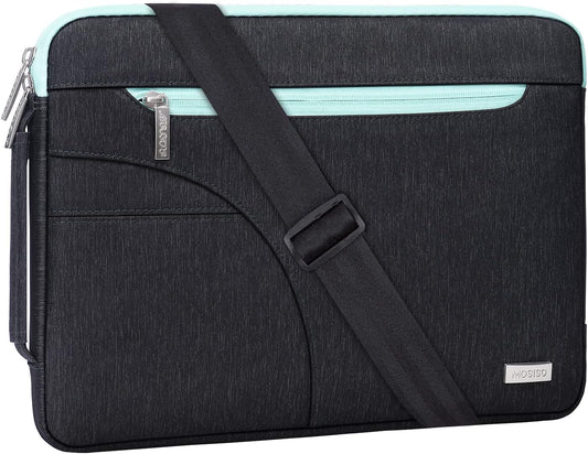 Laptop Shoulder Bag Compatible with Macbook Air/Pro, 13-13.3 Inch Notebook, Compatible with Macbook Pro 14 Inch M3 M2 M1 2023-2021,Polyester Briefcase Sleeve with Front Arc Pocket, Blue