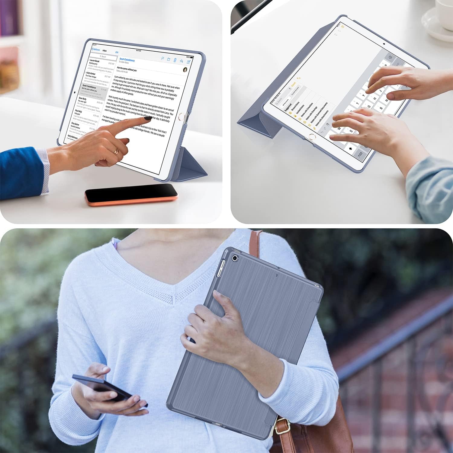 Case for Ipad 9Th Generation 2021/ Ipad 8Th Generation 2020/ Ipad 7Th Gen 2019, [Slim Trifold Stand + Auto Wake/Sleep], Premium Protective Hard PC Back Cover for Ipad 10.2 Inch (Lavender)
